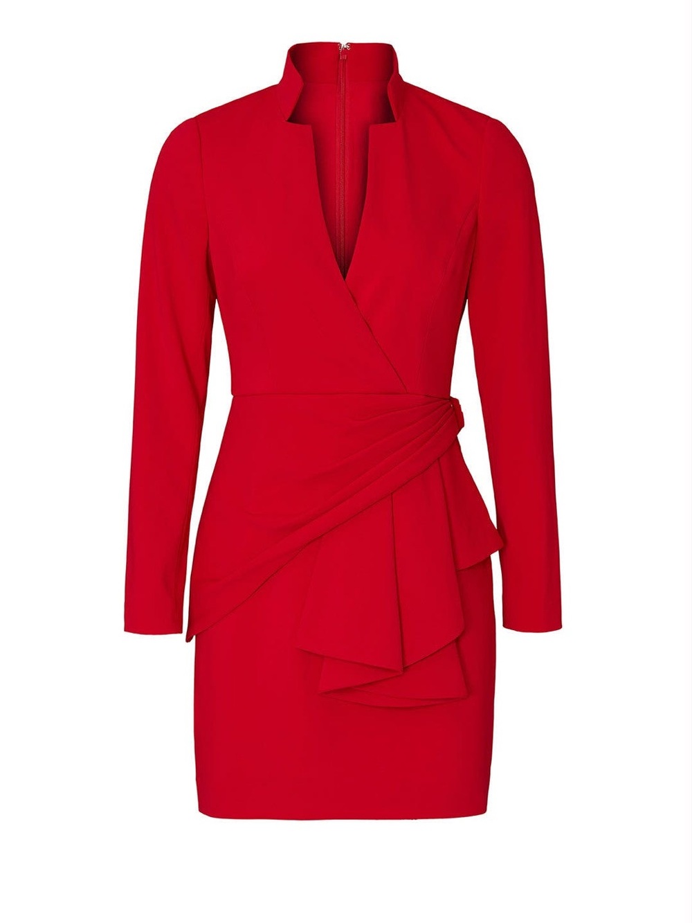 Badgley Mischka Red V-Neck Suit Dress